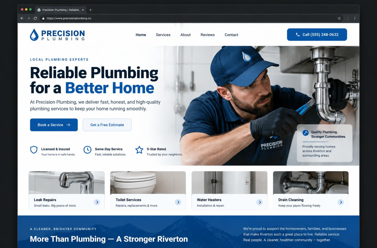 Concept website for Precision Plumbing